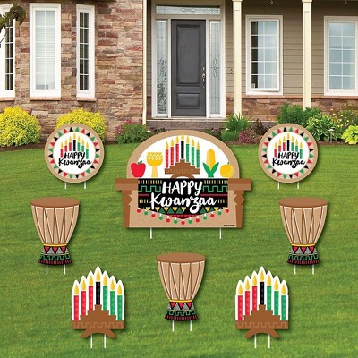 Big Dot of Happiness Happy Kwanzaa - Yard Sign and Outdoor Lawn Decorations - Party Holiday Yard Signs - Set of 8