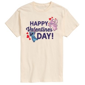 Men's - Lilo and Stitch - Happy Valentine's Day Short Sleeve Graphic T-Shirt - 1 of 4