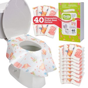 Toilet Seat Covers Disposable (40 pk, Dinosaurs) - XL Waterproof Toilet Cover for Toddlers, Kids & Adults - Portable & Individually Wrapped for Travel - 1 of 4