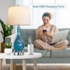 ROTTOGOON Table Lamps Set of 2 with 2 USB Ports, 25" Nightstand Lamp with White Fabric Shade for Living Room, Bedroom - 2 of 4
