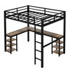 Bellemave Full XL Metal Loft Bed with Desk and Shelves, L-Shaped Space-Saving Loft Bed Frame with Guardrails and Ladder for Bedroom, Black - 4 of 4