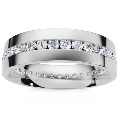 Pompeii3 1.10Ct Diamond Eternity Men's Wedding Ring Polished Band 14k Gold Lab Created