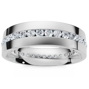 Pompeii3 1.10Ct Diamond Eternity Men's Wedding Ring Polished Band 14k Gold Lab Created - 1 of 4