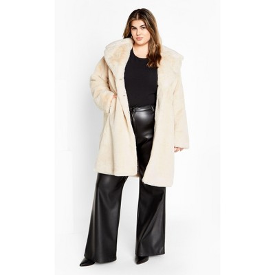 Women's Plus Size Remi Faux Fur Coat - cream | CITY CHIC