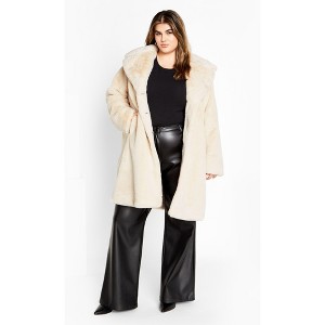 Women's Plus Size Remi Faux Fur Coat - cream | CITY CHIC - 1 of 4