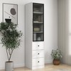 Gulches 16 in W x 16 in D x 71 in H White Particle Board MDF Bathroom Storage Cabinets with 3 Drawers Glass Door Black Frame Dust Free 1 Pack - 4 of 4