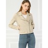INSPIRE CHIC Women's Zip Up Faux Suede Biker Moto Jacket - 2 of 4