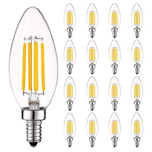 Luxrite Vintage Candelabra LED Bulb 60W Equivalent, 550 Lumens, 3000K Soft White, 5W, Dimmable, LED Candle Bulbs, E12 Base 16 Pack - 1 of 4