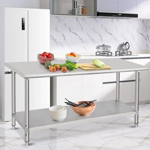 Stainless Steel Work Table, NSF Commercial Grade, Adjustable Shelf, Silver - 1 of 4