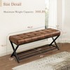 Arceso 44.5" End of Bed Bench, Yellowish Brown Linen Upholstered Storage Ottoman with Shelf & Metal Legs, 300LB Capacity for Living Room, Entryway - 2 of 4
