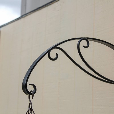 Black Steel Scroll Bracket for Large Hanging Baskets