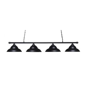 Toltec Lighting Oxford 4 - Light Island Pendant Light in  Matte Black with 16" Matte Black Double Bubble Metal Shade Shade - 1 of 1