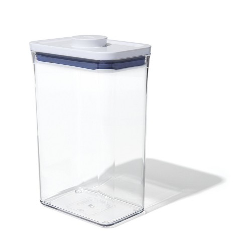 Mason Craft and More 2.7 Liter Square Glass Medium Canister with Pop Up Lid, Clear