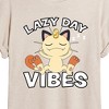 Women's - Pokémon - Lazy Day Vibes Meowth Oversized Graphic T-Shirt - 2 of 4