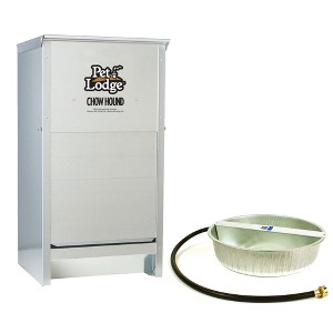 Little Giant Dry Food Automatic Steel Dog Feeder Chow Hound 25 Pound Capacity & 13-Quart Galvanized Steel Ever Full Pet Water Bowl Dish - 1 of 4