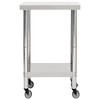 vidaXL Kitchen Work Table with Wheels, 23.6"x23.6"x33.5" Stainless Steel - 4 of 4