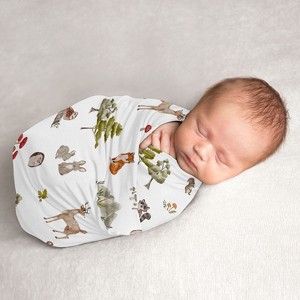 Sweet Jojo Designs Boy, Girl, Unisex/Gender Neutral Swaddle Baby Blanket Watercolor Woodland Forest Animals Multicolor - 1 of 4