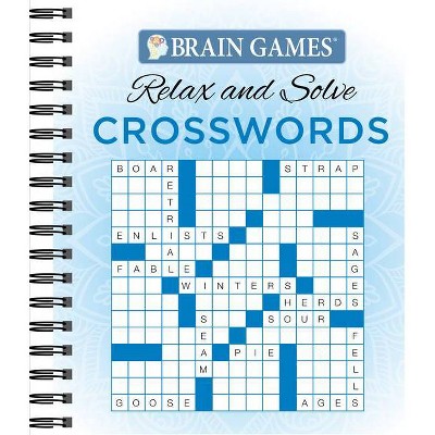 Brain Games - Relax and Solve: Crosswords (Blue) - by  Publications International Ltd & Brain Games (Spiral Bound)