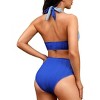 AI'MAGE Womens High Waisted Bikini Sets Tummy Control Two Piece Swimsuit 2025 Ribbed Color Block Halter Bathing Suits - 2 of 3