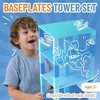 Strictly Briks Classic Stackable Baseplates, Building Bricks For Towers, Shades of Blue, 4 Base Plates & 30 Stackers, 6x6 Inches - 2 of 4