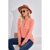Women's 2025 Fall Long Sleeve Henley Top Dressy Casual V-Neck Blouse Trendy Loose Fit Button Up Shirts Cute T-Shirt - 4 of 4