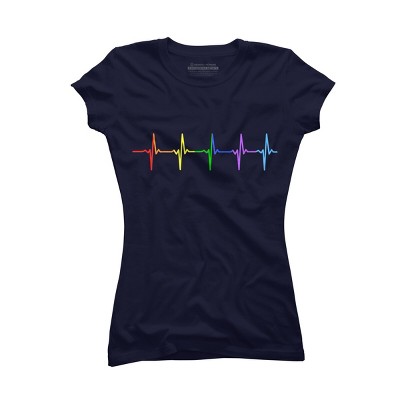 Adult Design By Humans Pride Rainbow Heartbeat By Thingsandthings T-Shirt