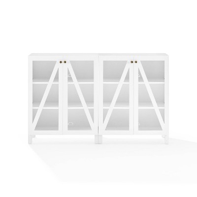 White 60" Media Sideboard Cabinet with Glass Doors and Shelves