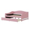 TIRAMISUBEST Teddy Fleece Upholstered Daybed with LED Light and Trundle, Twin/Full Size Daybed Frame Sofa Bed with Wood Slats Support - 3 of 4
