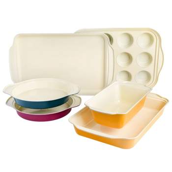 Rachael Ray Solid Glaze Ceramic 3pc Set: 1.5qt & 2qt Round Casseroles With  Shared Lid Red : Target