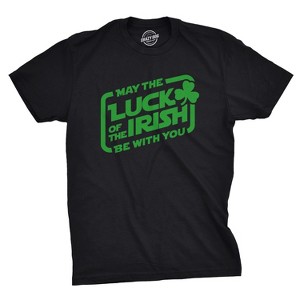 Mens May The Luck Of The Green Be With You T Shirt Funny Saint Patricks Day Tee - Crazy Dog Men's T Shirt - 1 of 4
