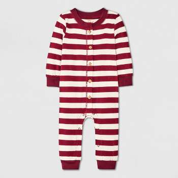 Baby Snap Front Striped Jersey Romper - Cat & Jack™ Burgundy