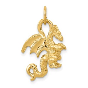 Black Bow Jewelry 14k Yellow Gold Small 3D Winged Dragon Charm - 1 of 4