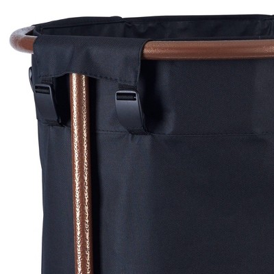 Copper and Black Collapsible Laundry Hamper with Wheels