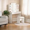 FurnitureR Vanity Desk with Mirror and Lights, Make Up Vanity Desk Set - Dressing Table with 2 Drawers and Storage Shelves, Power Outlet and USB Ports - 2 of 4