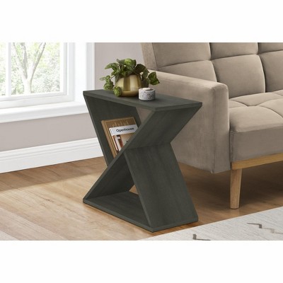 Vynxaria Contemporary Narrow Accent Table - Dark Green Veneer Finish, 24" L x 11.75" W x 24.25" H