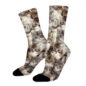 Funny Cats Kittens Women Printed Crew Socks Funny Funky Socks Soft Polyester Novelty Gifts for Artists Men - 1 of 1