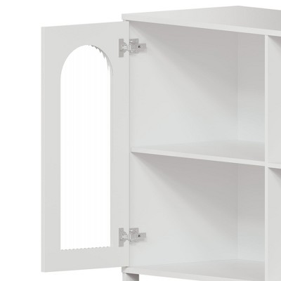 Sideboard Buffet Cabinet, Modern Glass Arch Storage Cabinet with Adjustable Shelves, 39.4" Multi-Functional Organize Furniture for Bathroom, Entryway,