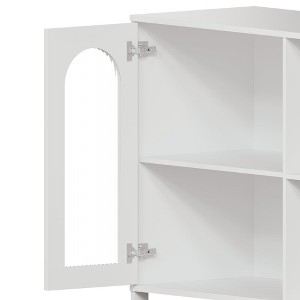 Sideboard Buffet Cabinet, Modern Glass Arch Storage Cabinet with Adjustable Shelves, 39.4" Multi-Functional Organize Furniture for Bathroom, Entryway, - 1 of 4