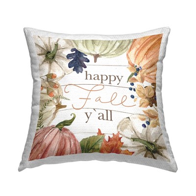 Stupell Industries Happy Fall Y'all Mixed Pumpkin Botanical Border