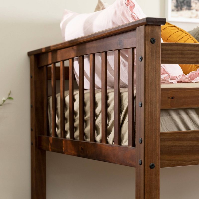 Twin Over Twin Transitional Cottage Solid Pine Bunk Bed Walnut - Saracina Home, 6 of 9