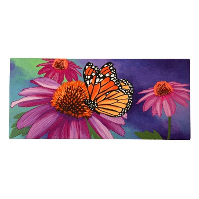 Evergreen Cornflower & Butterfly Sassafras Indoor Outdoor Switch Doormat 1'10"x10" Multicolored
