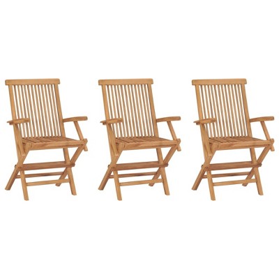 Garden Chair Set of 3 Teak Brown Teak Wood Medium Foldable vidaXL