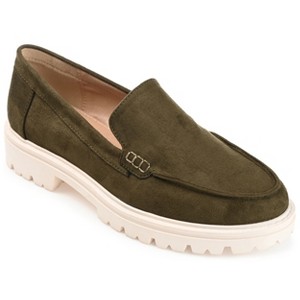 Journee Collection Womens Erika Medium and Wide Width Loafer Almond Toe Slip On Flats - 1 of 4