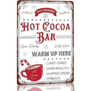 Lomsoe Hot Cocoa Metal Tin Sign Retro Christmas Decor for Home Kitchen Vintage Hot Cocoa Bar Sign Christmas Gift 8x12 Inch - 1 of 1
