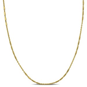 EVERLY JEWELRY | 10K Yellow Gold 1mm Tube Beads On 0.9mm Cable Chain Necklace, 17 inc - 1 of 4