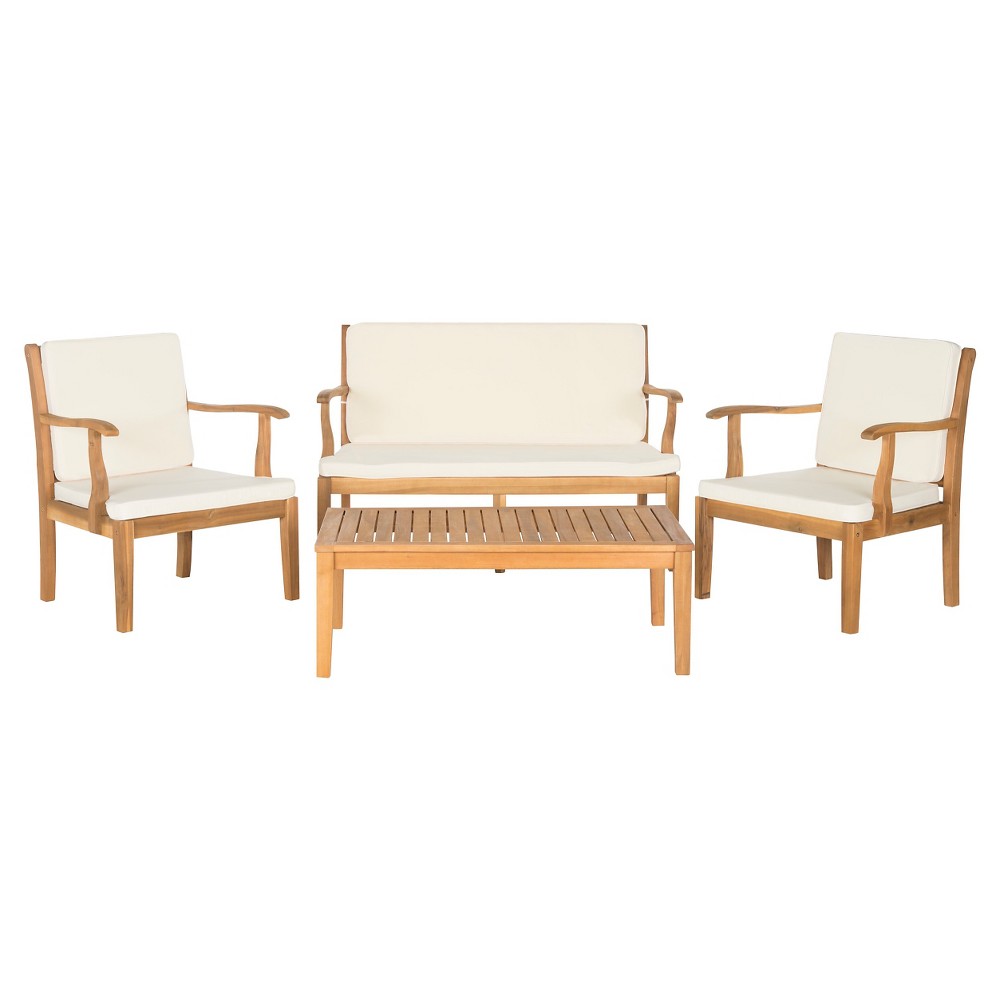 Bradbury 4pc Acacia Wood Patio Conversation Set - Brown - Safavieh