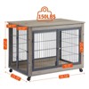 Grey Furniture-Style Dog Crate with Wheels & Triple Access | Heavy-Duty 150LB Capacity Pet Kennel Table for Medium Dogs - 4 of 4