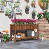 Outsunny Wooden Raised Planter Box, 47 x 22 x 31.5in Raised Flower Bed with Storage Shelf, Drainage Holes and Liner - 2 of 4