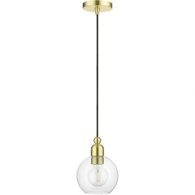 Satin Brass 6.5" Globe Mini Pendant with Clear Glass