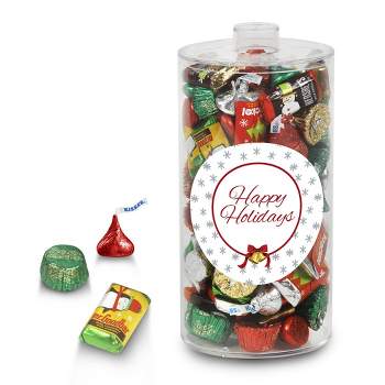 130 pcs Christmas Gift Tin with Hershey's Holiday Chocolate Candy Mix (2 lb)